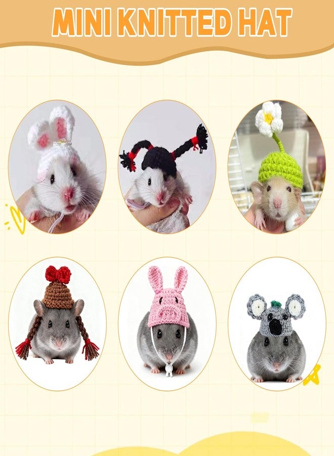 YIHAOSSING 6 Pcs Mini Knitted Hats,7 Inch Mini Desk Goose Outfits Hat with Adjustable Strap Desk Goose Decor Hat Accessory Headwear for Statue Key Holder (Goose Not Included) - Image 4
