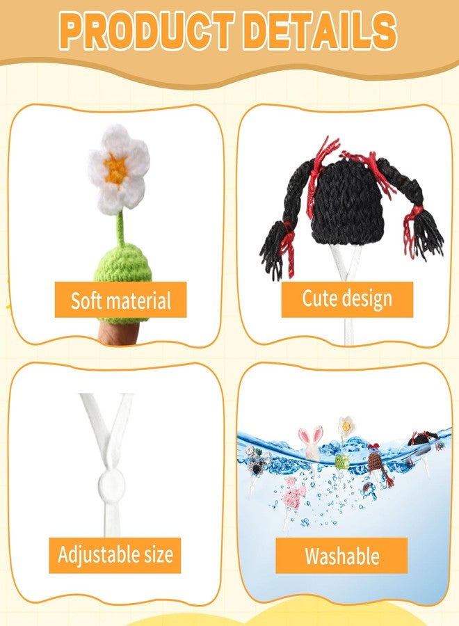 YIHAOSSING 6 Pcs Mini Knitted Hats,7 Inch Mini Desk Goose Outfits Hat with Adjustable Strap Desk Goose Decor Hat Accessory Headwear for Statue Key Holder (Goose Not Included) - Image 3