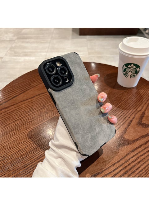 Pupil Eye Lambskin For Ip16pm Mobile Phone Case Simple Velvet For Iphone 15 All-inclusive Lens XS Suede Soft Case-Color:Light Gray [bare Shell-no Packaging]-Applicable Models:For Apple Xr