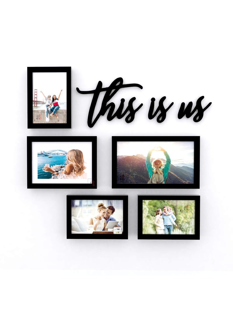 Art Street Art Street Valentine Theme Set of 5 Wall Photo Frame This Is US MDF Plaque for Valentine Day Celebration-Size -5x7, 6x8, 6x10 Inches  - Image 1