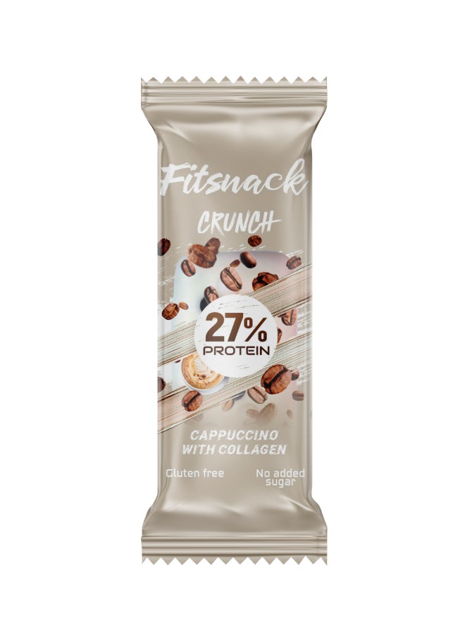 Fitsnack Crunch Cappuccino Flavor Crunchy Protein Bar with Caramel, 27% Protein, No Added Sugar, Coffee Protein Bar - Image 1