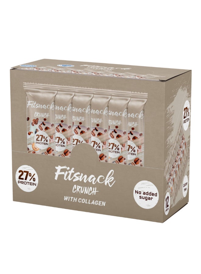 Fitsnack Crunch Cappuccino Flavor Crunchy Protein Bar with Caramel, 27% Protein, No Added Sugar, Coffee Protein Bar - Image 3