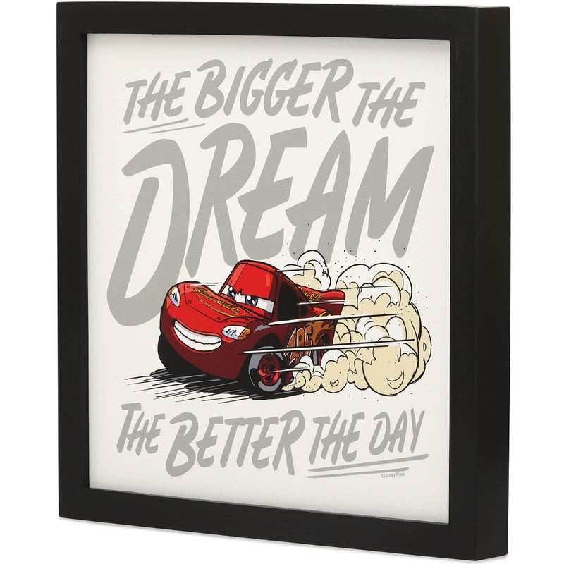 Open Road Brands Disney Pixar Cars Lightning McQueen Framed Wall Decor - The Bigger The Dream, The Better The Day - Image 2