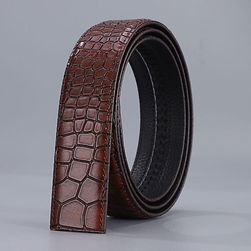 Genuine Leather Automatic Crocodile Belt Men Litchi Black  - Image 2