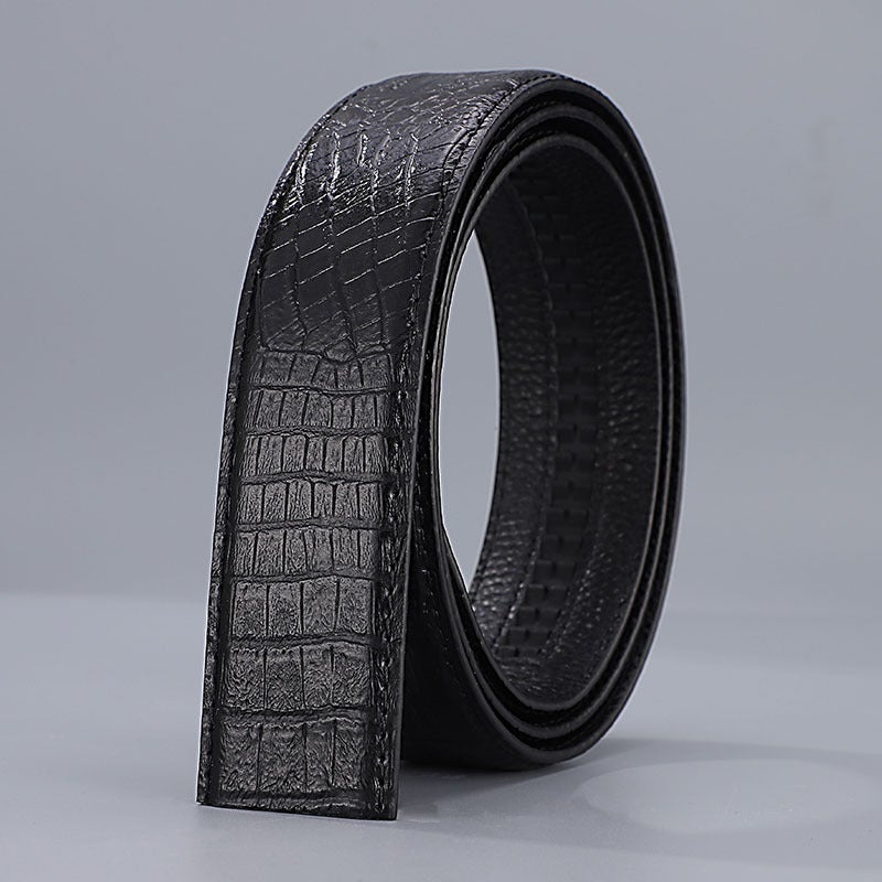 Genuine Leather Automatic Crocodile Belt Men Litchi Black  - Image 3