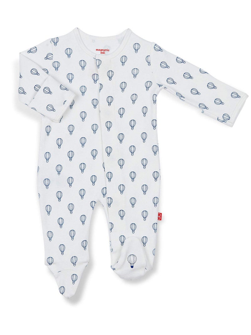 Magnetic Me 100% Organic Cotton Magnetic Baby Footie Pajamas | Super Soft Cotton Fabric | Blue Open Sky | 3-6 Months - Image 1