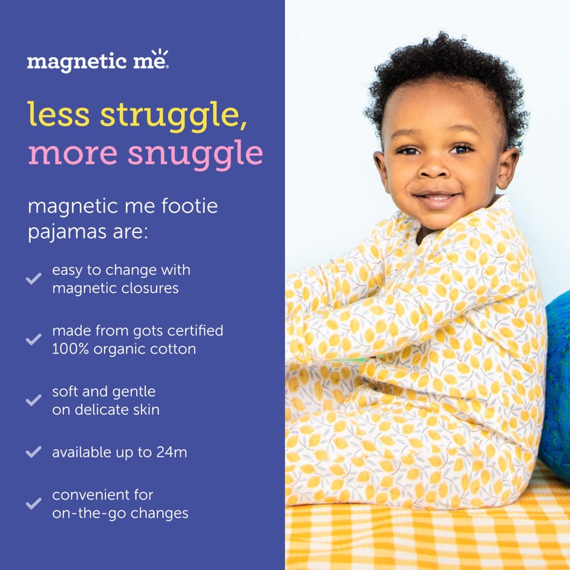 Magnetic Me 100% Organic Cotton Magnetic Baby Footie Pajamas | Super Soft Cotton Fabric | Blue Open Sky | 3-6 Months - Image 5