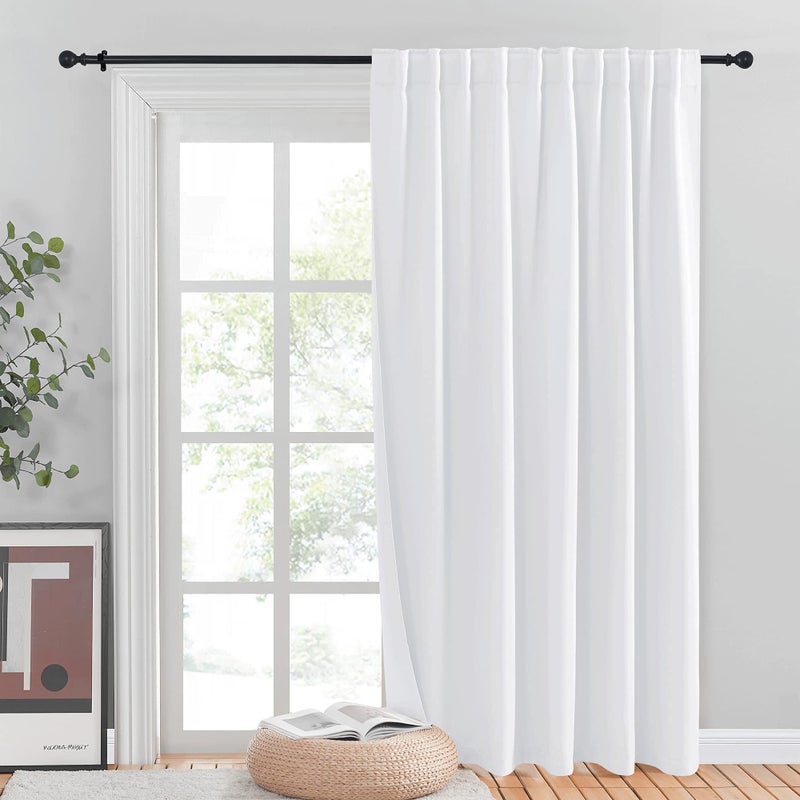 NICETOWN NICETOWN 50 Light Blocking Vertical Blinds for Sling Door Window Curtains Privacy 50 Blackout Curtains for Patio Extra Wide Drapes for Boys Room White W80 inches x L84 inches Single Panel 