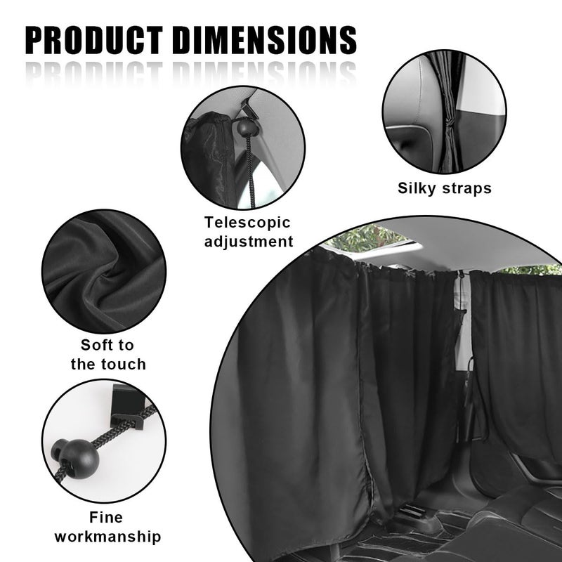 DUSCOKE Car Window Shades, UV Protection Privacy Sunshade Covers, Removable Divider Curtains & Side Window Shades, Universal Car Interior Accessories for Sleeping Traveling Camping (3PCS) - Image 3