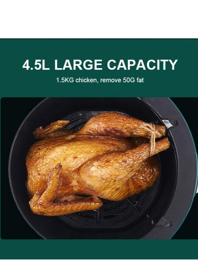 Smart Air Fryer - 4.5L Large Capacity - Automatic Electric Fryer - Screen Touch Control Panel - Auto Power Off - Intelligent Temperature Control - Non-stick Coating -  Oil-free Baking - Home Oven - 1400W