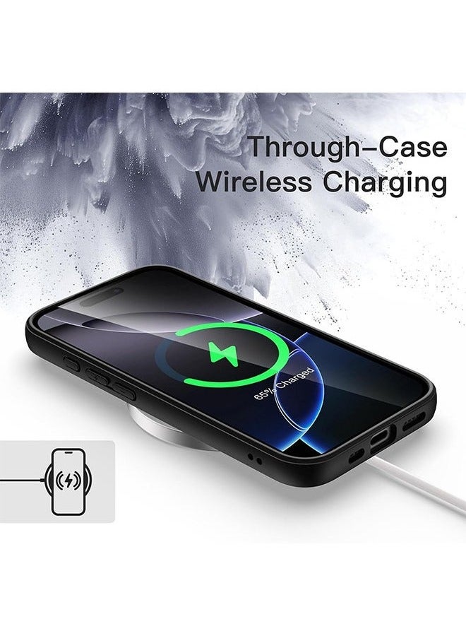جراب لهاتف iPhone 16 Pro مقاس 6.3 بوصة، غطاء ممتص الصدمات للهاتف، إطار TPU غير لامع بلون صلب، غطاء خلفي شفاف مضاد للخدش (أسود) - Image 4