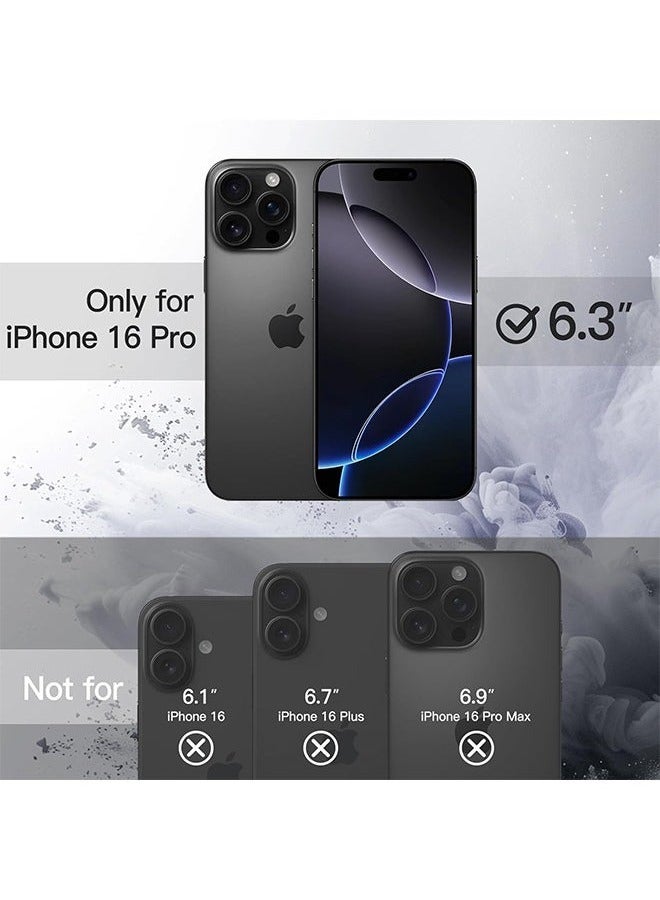 جراب لهاتف iPhone 16 Pro مقاس 6.3 بوصة، غطاء ممتص الصدمات للهاتف، إطار TPU غير لامع بلون صلب، غطاء خلفي شفاف مضاد للخدش (أسود) - Image 2