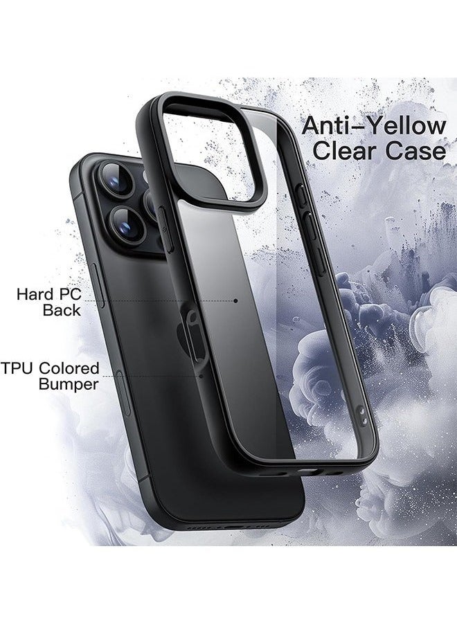 جراب لهاتف iPhone 16 Pro مقاس 6.3 بوصة، غطاء ممتص الصدمات للهاتف، إطار TPU غير لامع بلون صلب، غطاء خلفي شفاف مضاد للخدش (أسود) - Image 5