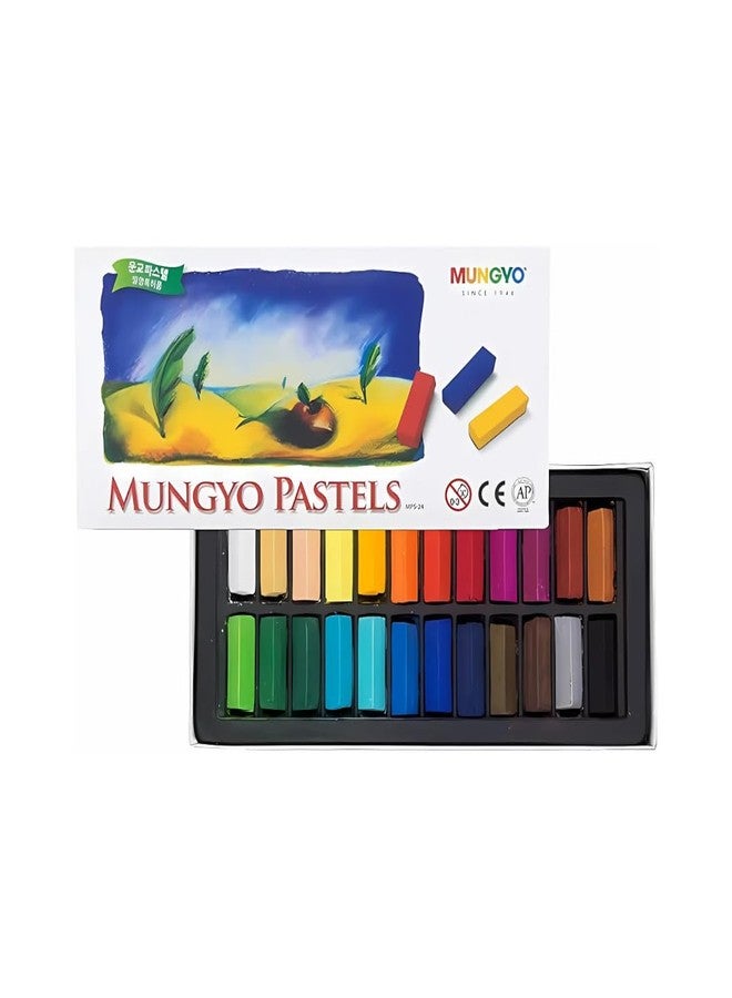 Mungyo Non-Toxic Square Soft Pastel Set - 24 Vivid Colors, Easy Blend for Artists, Short Length for Fine Detail - 27mm x 8mm Sticks - Image 1
