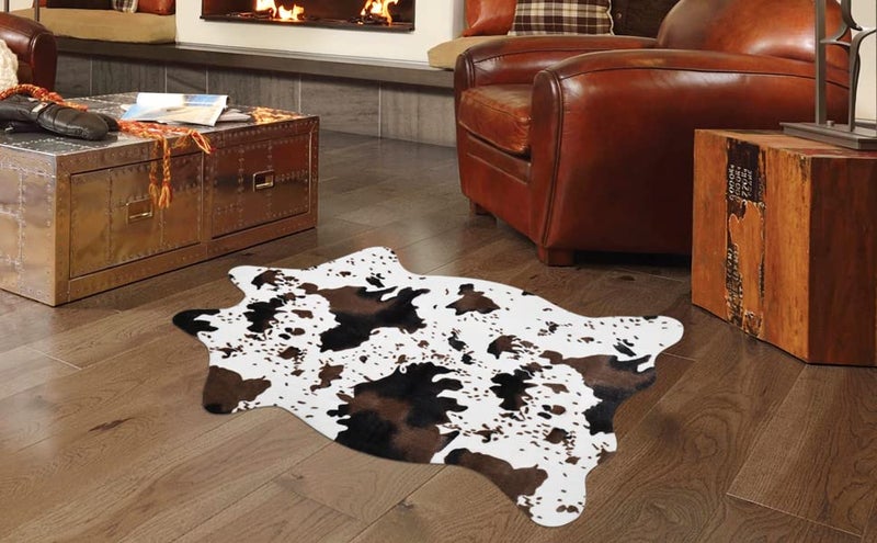 IMQOQ Cow Print Rug Faux Cowhide Area Carpet Animal Print Mat for Living Room Bedroom Non-Slip 3.6x2.5FT (110cmx75cm) - Image 3
