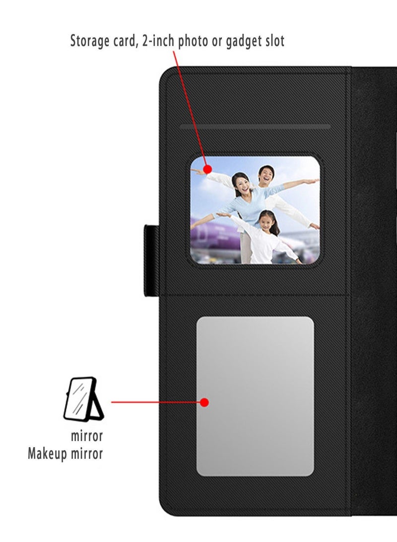 Honor 90 5G Case Cover with Card Wallet Slots Bracket Holder TPU + PU Leather Flip Case Back Cover Equipped with a Small Mirror,Waterproof Anti Drop Anti Oil Phone Case for Honor 90 5G - Image 3