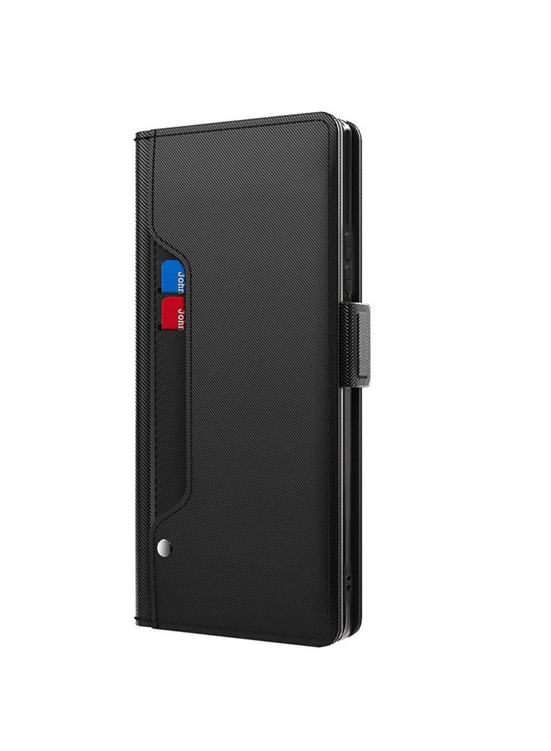 Honor 90 5G Case Cover with Card Wallet Slots Bracket Holder TPU + PU Leather Flip Case Back Cover Equipped with a Small Mirror,Waterproof Anti Drop Anti Oil Phone Case for Honor 90 5G - Image 1