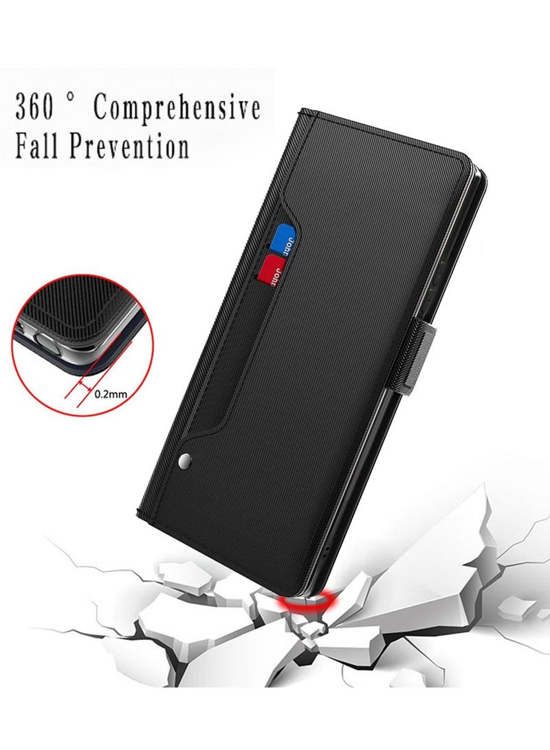 Honor 90 5G Case Cover with Card Wallet Slots Bracket Holder TPU + PU Leather Flip Case Back Cover Equipped with a Small Mirror,Waterproof Anti Drop Anti Oil Phone Case for Honor 90 5G - Image 4