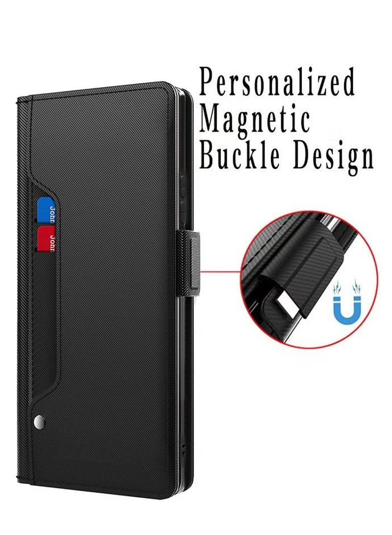 Honor 90 5G Case Cover with Card Wallet Slots Bracket Holder TPU + PU Leather Flip Case Back Cover Equipped with a Small Mirror,Waterproof Anti Drop Anti Oil Phone Case for Honor 90 5G - Image 5