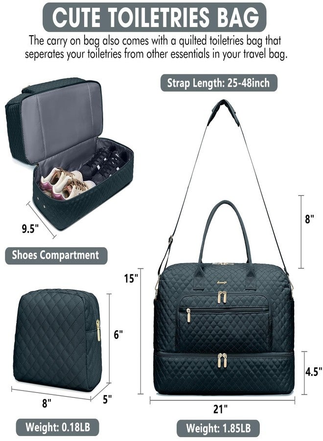 LUOCIP Travel Duffle Bag Weekender for Women - 38L Carry-On Overnight Bag Personal Item Bag with Shoe Compartment & Wet Pocket Weekend Tote Bags with Toiletry Bag Hospital Bags for Labor and Delivery, Black, - Image 2