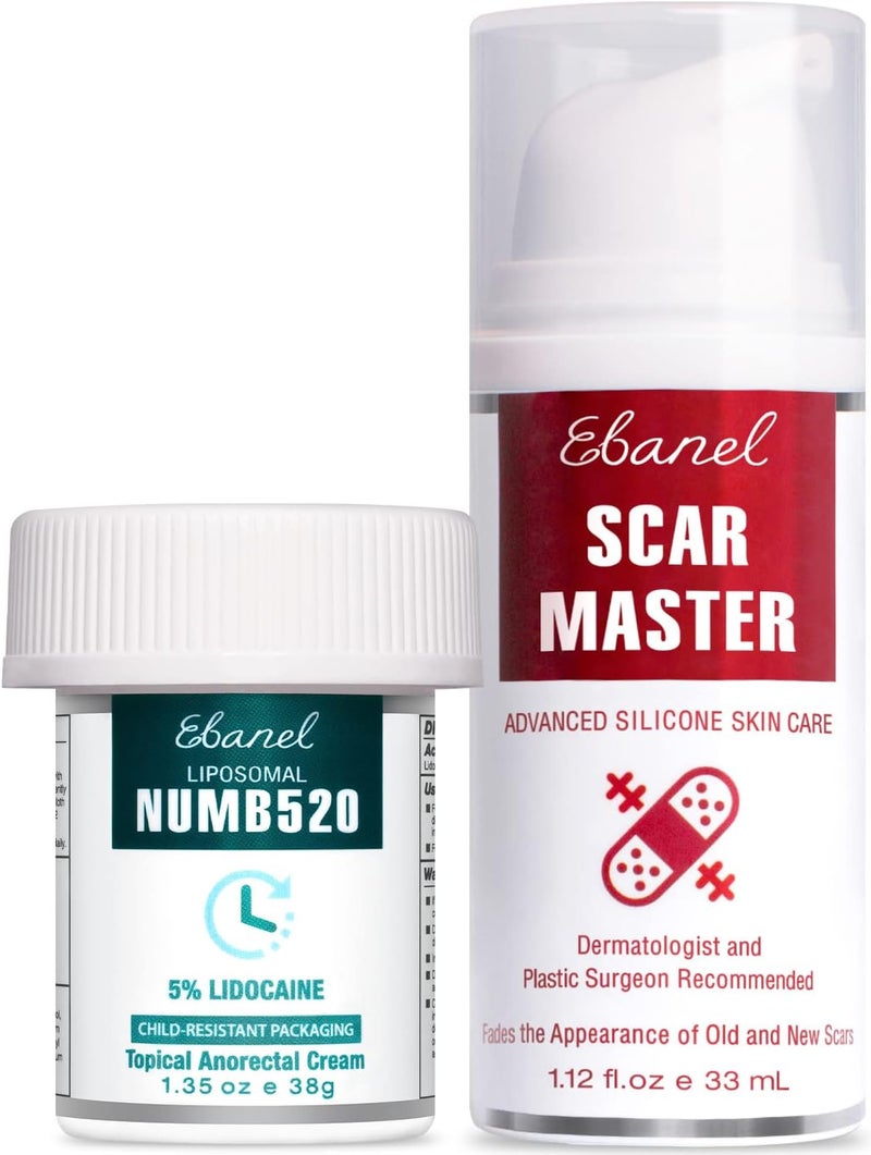 Ebanel Laboratories Ebanel Bundle of Lidocaine Numbing Cream and Advanced Silicone Scar Gel 1 Oz - Image 1