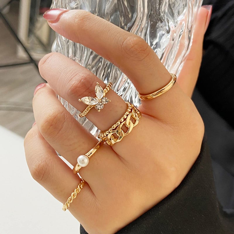 YEEZII 68 Pcs Gold Knuckle Rings Set for Women, Stackable Boho Joint Finger Midi Rings Silver Hollow Carved Crystal Stacking Ring Pack - Image 3