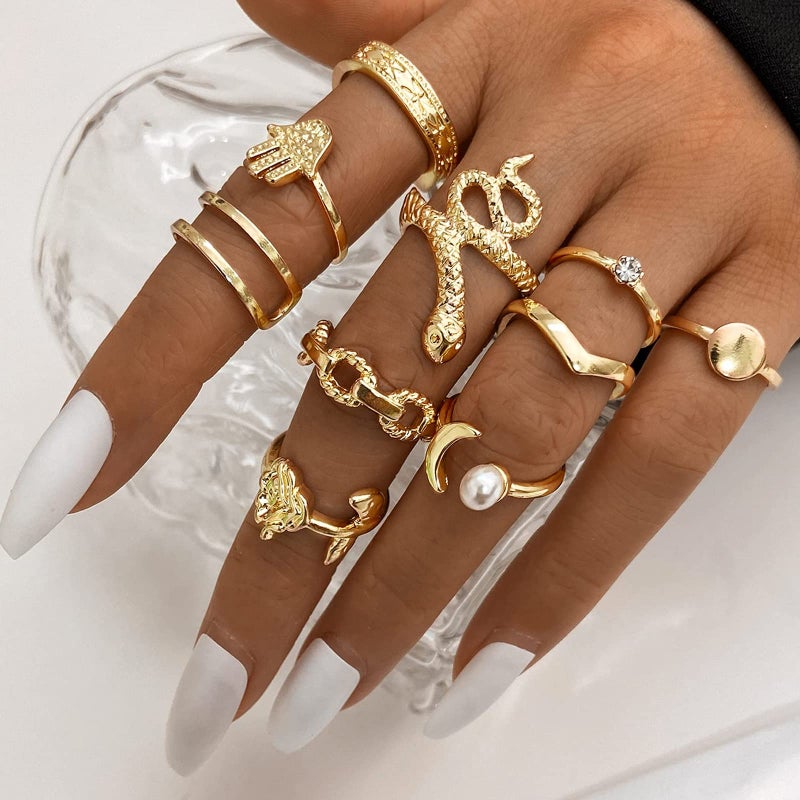 YEEZII 68 Pcs Gold Knuckle Rings Set for Women, Stackable Boho Joint Finger Midi Rings Silver Hollow Carved Crystal Stacking Ring Pack - Image 4