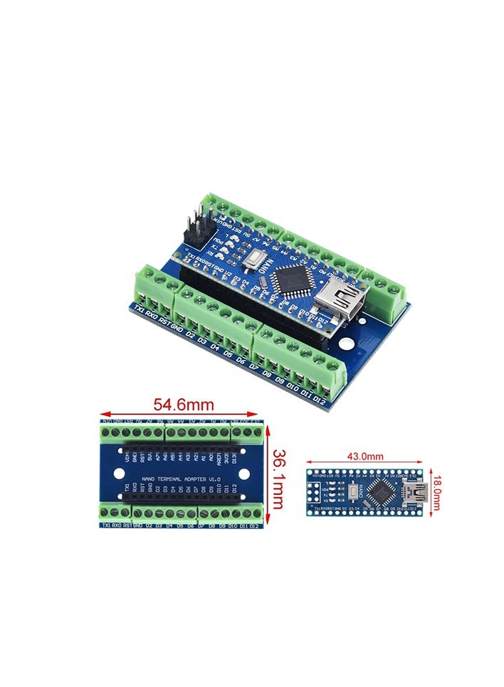 Nano V3.0 ATmega328P Microcontroller Board, Shield Screw Terminal Expansion Board, Type C Cable - Image 3