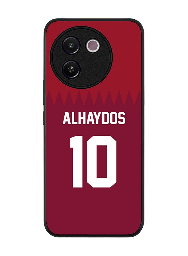 Stylizedd Rugged Black edge case for Vivo V30e, Slim fit Soft Case Flexible Anti Drop TPU Gel Thin Cover - Football Team - Qatar, Player Name - Alhaydos - Image 1
