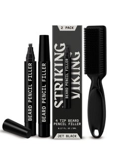 Striking Viking Striking Viking 2 Pack Beard Pencil Filler for Men with 4 Tips (Jet Black) - Fill, Shape & Define with this Long-Lasting, Waterproof Beard Pen Kit Including Brush  - Image 1