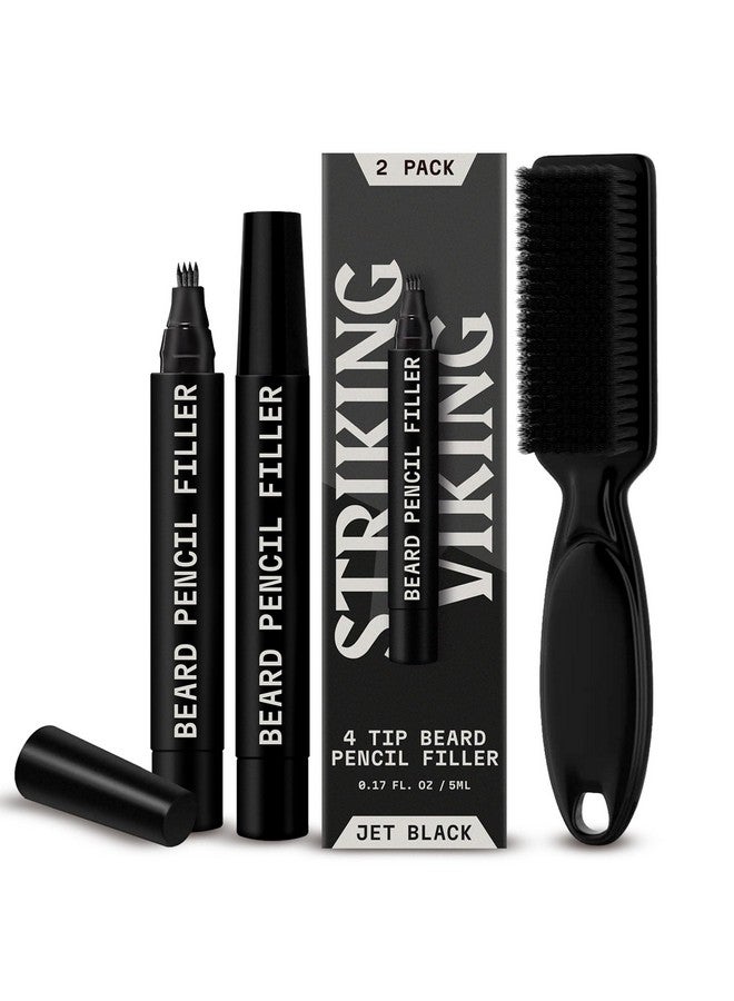 Striking Viking Striking Viking 2 Pack Beard Pencil Filler for Men with 4 Tips (Jet Black) - Fill, Shape & Define with this Long-Lasting, Waterproof Beard Pen Kit Including Brush - Image 1