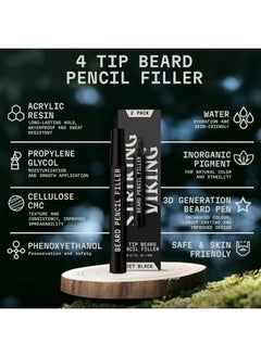 Striking Viking Striking Viking 2 Pack Beard Pencil Filler for Men with 4 Tips (Jet Black) - Fill, Shape & Define with this Long-Lasting, Waterproof Beard Pen Kit Including Brush  - Image 3