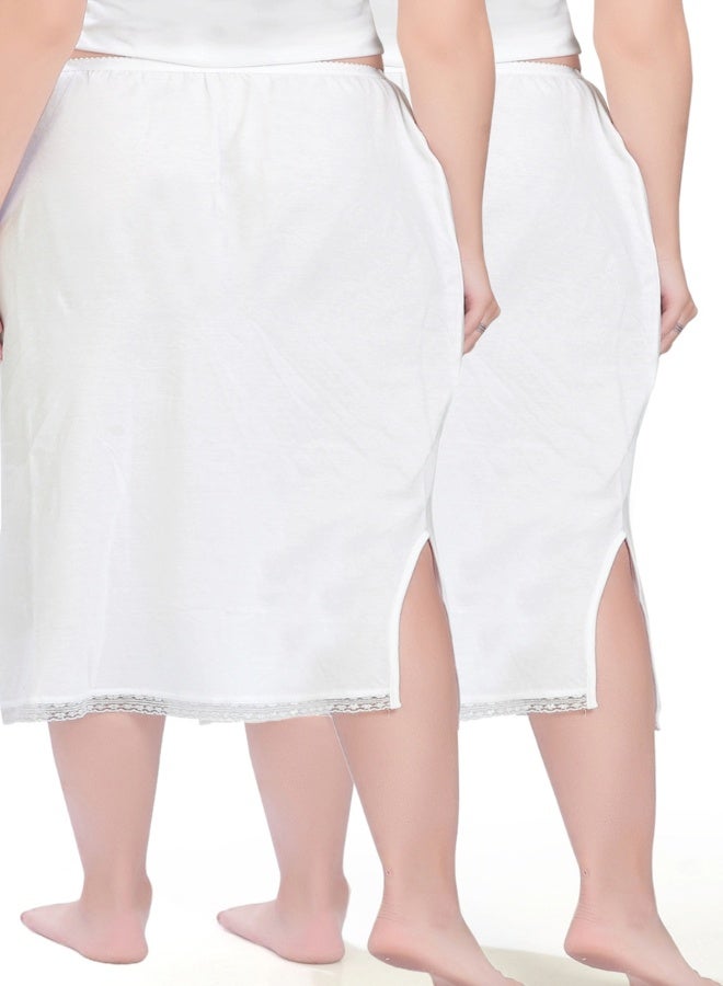 mybody MyBody Maxi Inskirt Pack of 2 – White Cotton Underskirts for Women | Breathable & Stretchable Inner Skirt for Abaya, Gown & Maxi Dress | Sizes S to 3XL | Comfortable Modest Wear  - Image 2