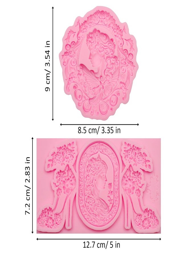 Xcake Lcook Victorian Cameo Resin Molds Silicone Floral Clay Molds for Crafts Flower High Heel Chocolate Mold for Cupcake Topper Candy Sugar Craft Gum Clay Resin DIY Jewelry Making Set of 2 - Image 2