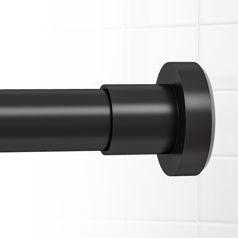HTZON Shower Curtain Rod Spring Tension:Black Shower Rods for Bathroom 34 to 43 Inch,1 Inch Modern Heavy Duty Adjustable Tension Shower Curtain Rod No Drilling No-Slip Easy Install,Matte Black - Image 1