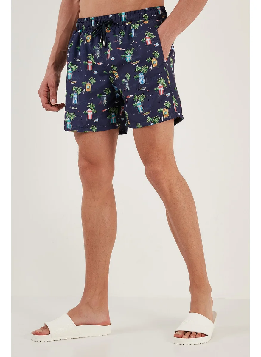 Buratti Patterned Swim Shorts With Waist Tie Pockets Swimsuit Short Men's Swimsuit Short 380041