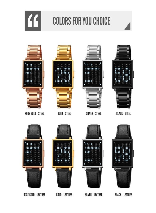 Gosasa Square Men's Luxury Watches Fashion Creative Multi - Functional Waterproof Wristwatch, Gold and Silver - Toned Leather Strap Gifts for Men, Black - Image 5