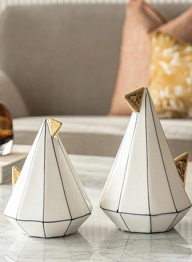 KNOT HOME Avila Arneson Two Ceramic Birds Knot Home Designer Accessory for Bedroom Living Dining Room Office Area Décor
