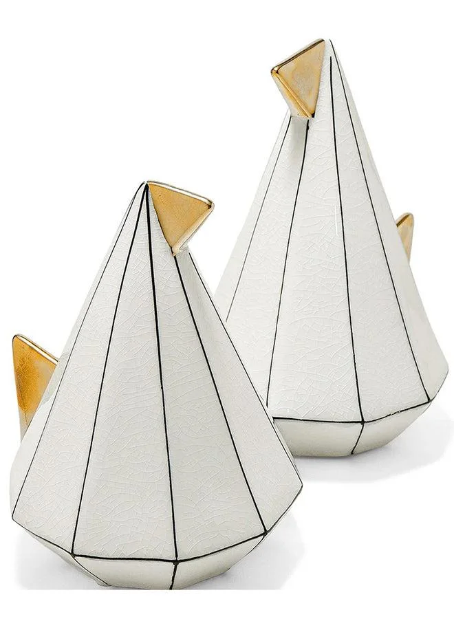 KNOT HOME Avila Arneson Two Ceramic Birds Knot Home Designer Accessory for Bedroom Living Dining Room Office Area Décor