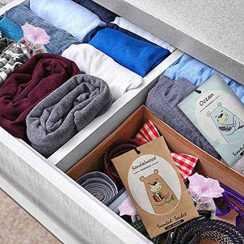 Liffly ليفللي 14 عبوة من أكياس العطر للدرج والخزائن - لافندر، ورد، ياسمين، محيط، فانيليا، خشب الصندل، غاردينيا 7 روائح - Image 3