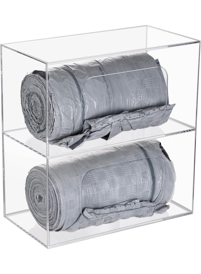 TPGP M¼Llbeutel-Spenderhalter, 2 F¤Cher, Wandhalterung, Acryl, Doppelseitig, Belastet, Organizer, Aufbewahrungsbox, Halter F¼R M¼Llbeutel, Lebensmittelbeutel, Kunststoffbeutel - Image 1