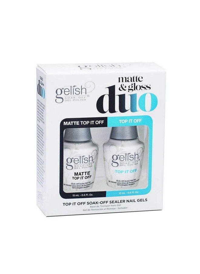 Gelish طقم طلاء الأظافر المات واللمعان - طلاء شفاف للأظافر 5 أونصة - طلاء علوي غير لامع لطلاء الأظافر الجل - طلاء علوي لامع لطلاء الأظافر الجل  - Image 1