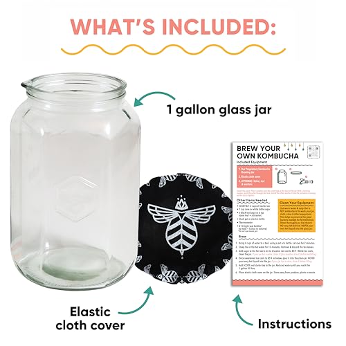 Craft A Brew - Kombucha Jar - For Kombucha Fermenting and Home Brewing - Includes Custom Cloth Cover - One Gallon Glass Jar - Proprietary Design - Image 2