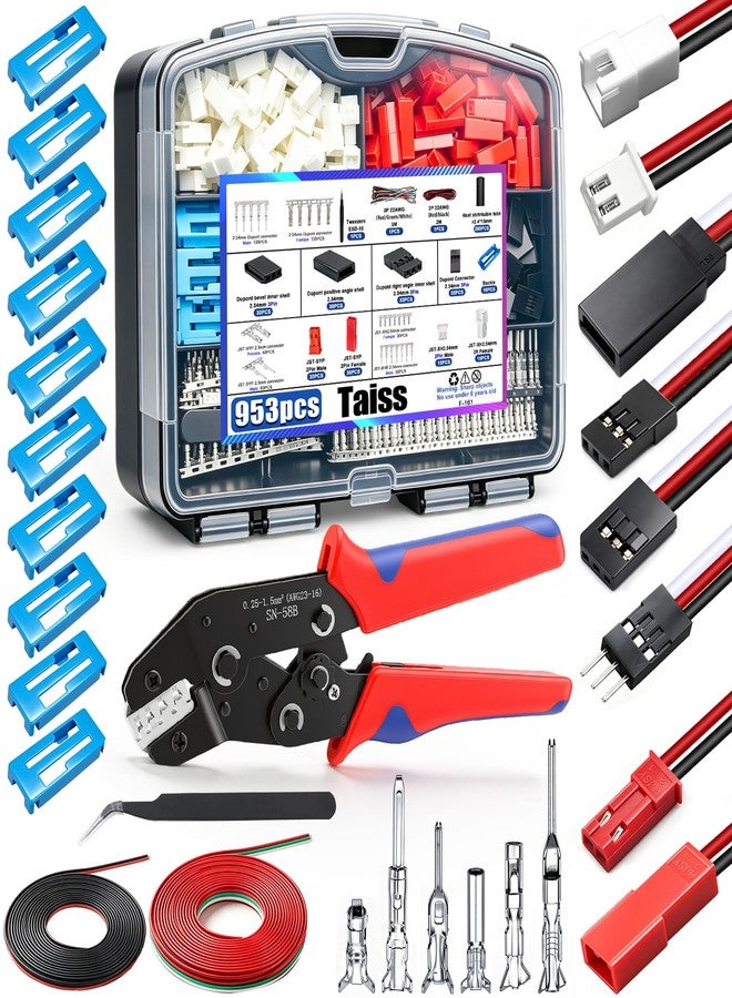 Taiss 75 Sets Servo Connector,JST Plug Male/Female Connector Crimp Pin Cable Kit with Crimping Tool SN-58B 0.25-1.5mm ²(AWG23-16),Compatible JST SYP - Image 1