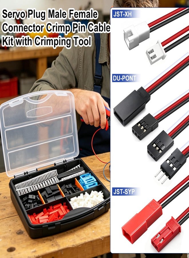 Taiss 75 Sets Servo Connector,JST Plug Male/Female Connector Crimp Pin Cable Kit with Crimping Tool SN-58B 0.25-1.5mm ²(AWG23-16),Compatible JST SYP - Image 3