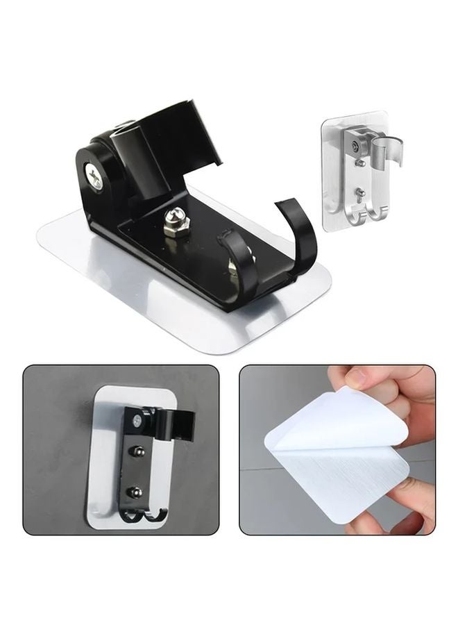 Black Punch Free Bracket Adjustable Shower Head Hook Universal Towel Holder - Image 3