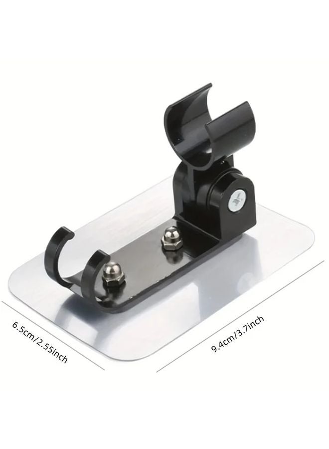 Black Punch Free Bracket Adjustable Shower Head Hook Universal Towel Holder - Image 2