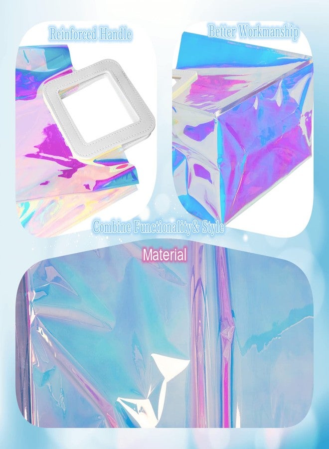 Caleihd Holographic Small Gift Bags 2 Pack 7.9 * 7.1 * 3.9 Inch with Handles for Women, Girls, Birthday, Christmas, Bachelorette Party Favors, Shopping Reusable Clear Gift Wrap Bag - Image 3