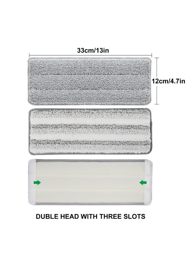HiBaby Flat Mop Pads, 3 Pack 13" X 4.9" Microfiber Mop Pad/Refill/Head, Mop Pads Washable Microfiber Squeeze Cleaning Mop Heads Replacement - White and Grey - Image 4