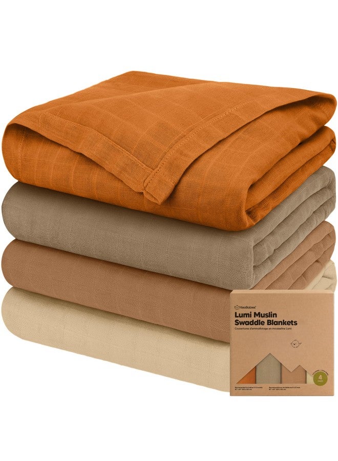 KeaBabies 4-Pack Muslin Swaddle Blankets for Baby Boys, Girls - Organic Baby Blankets for Girl, Boy, Baby Swaddle Blanket Unisex, Receiving Blankets, Swaddles for Newborns, Newborn Baby Essentials (Spice) - Image 1